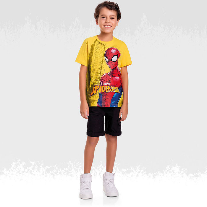 Camiseta meia malha homem-aranha