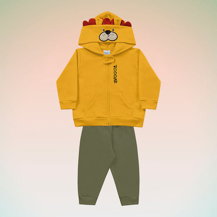 Conjunto jaqueta e calça em moletom