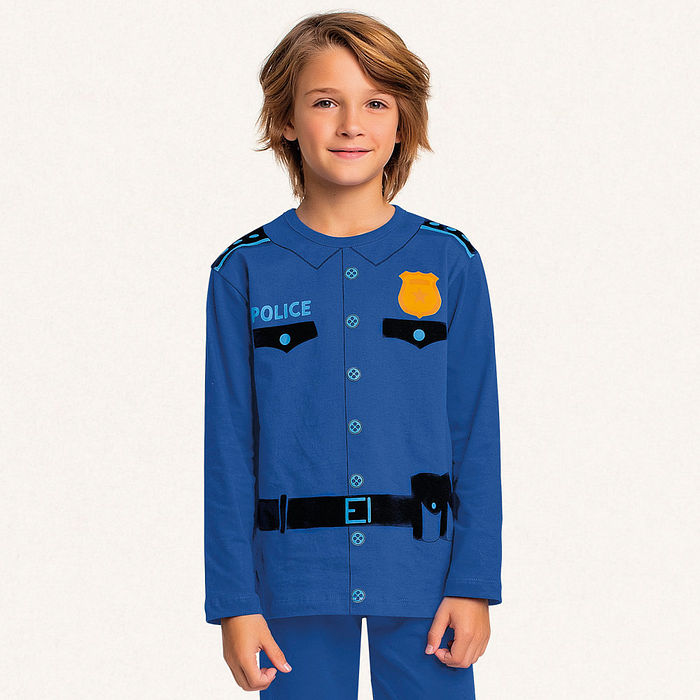 Conjunto pijama camiseta manga longa e calça em meia malha profissões