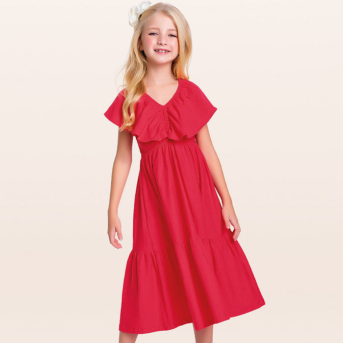 Vestido midi com elástico