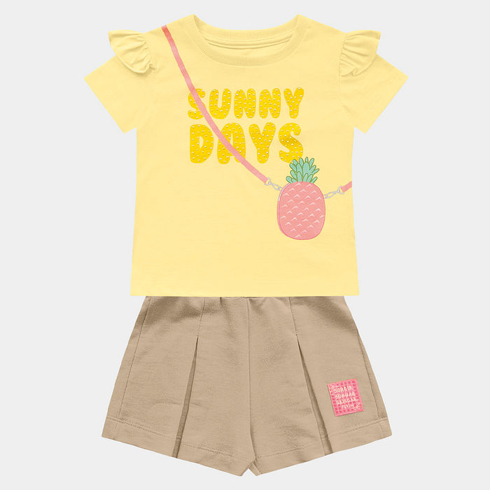 Conjunto blusa de abacaxi e short