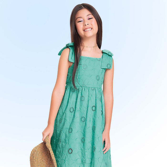 Vestido midi em tecido laise