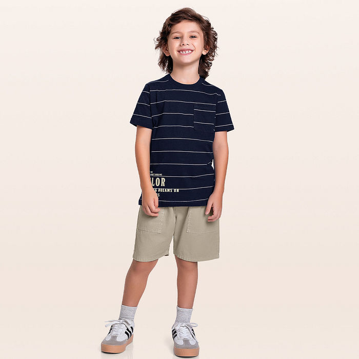 Conjunto camiseta listras e bermuda sailor