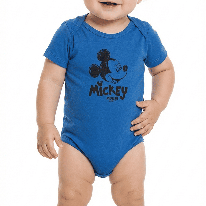 Body manga curta em suedine Mickey