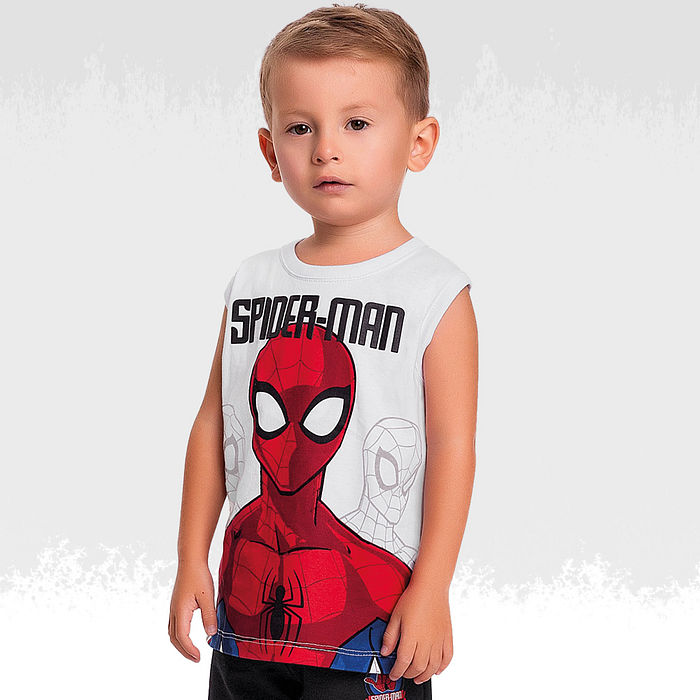Conjunto regata meia malha e bermuda homem-aranha