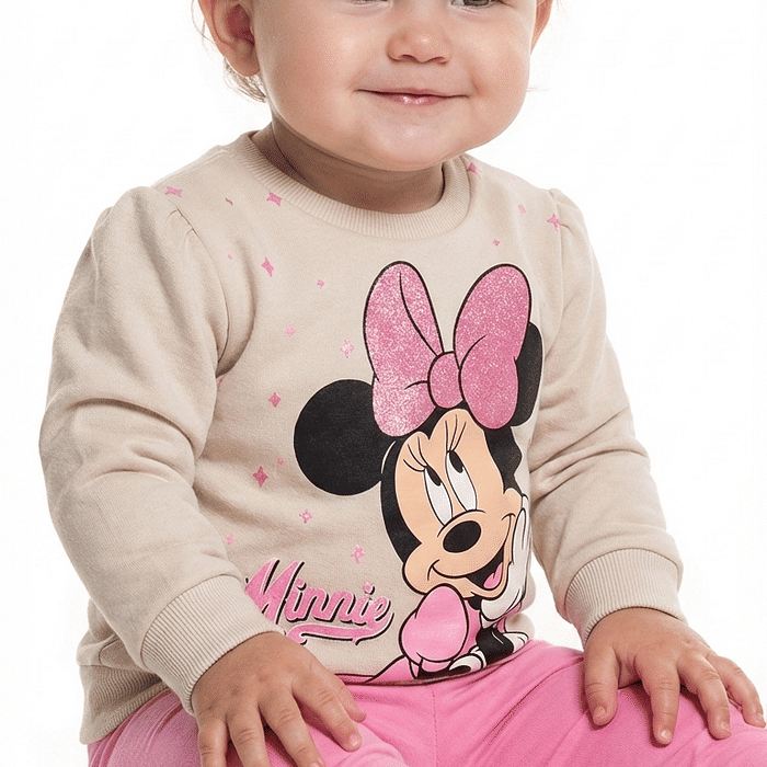 Conjunto blusão em moletom e legging em molecotton Minnie Mouse