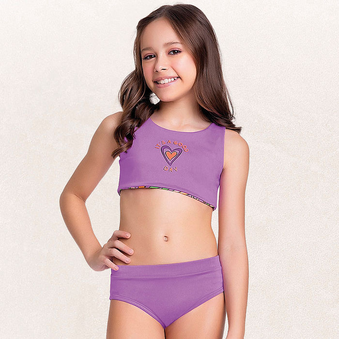 Conjunto biquíni top e calcinha dupla face coração