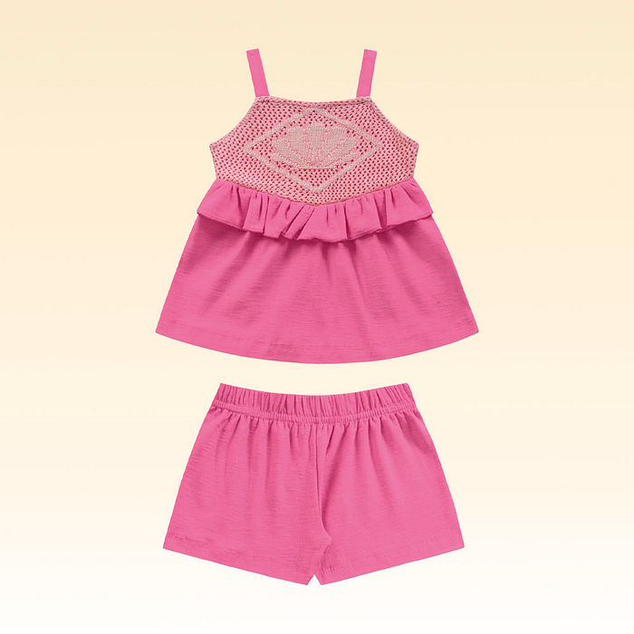 Conjunto regata short cotton flamê estampa perola