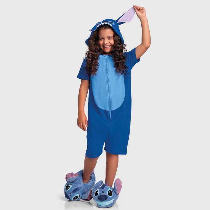 Kigurumi curto Lilo & Stitch em moletinho