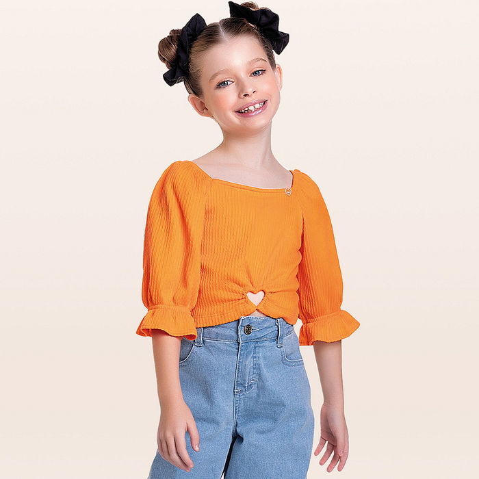 Blusa em malha candy coração