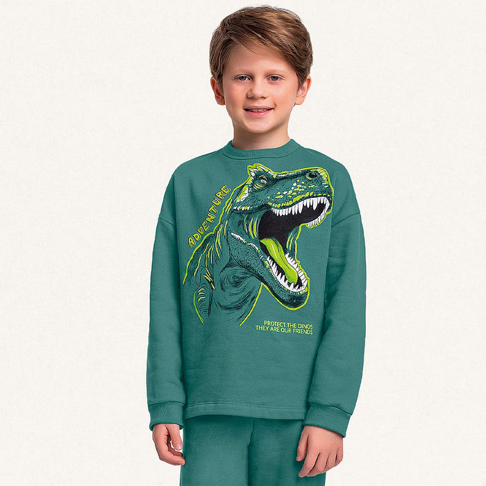 Conjunto blusão e calça em moletom dino