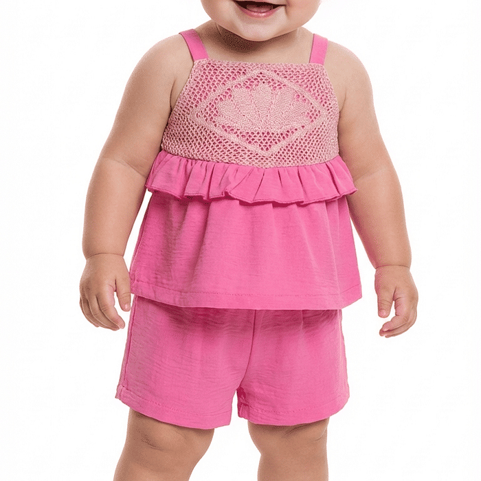 Conjunto regata short cotton flamê estampa perola