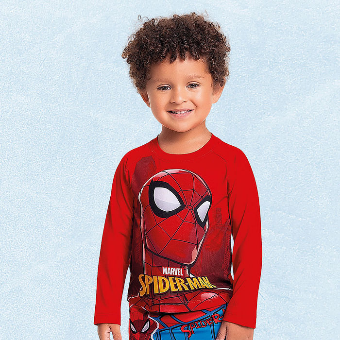 Camiseta manga longa em cotton poliéster Homem-aranha