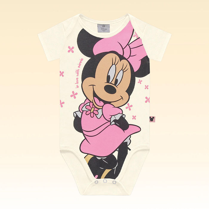 Body manga curta em suedine minnie