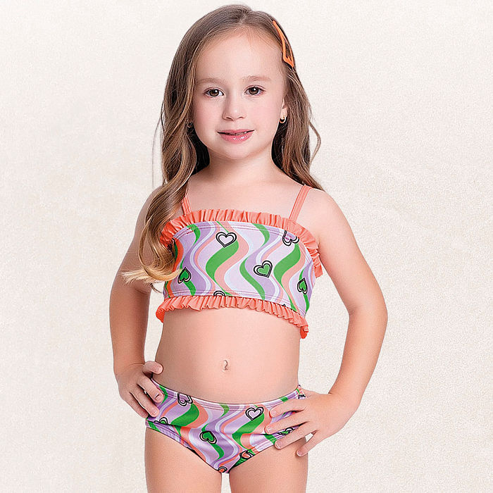 Conjunto biquíni top e calcinha coração