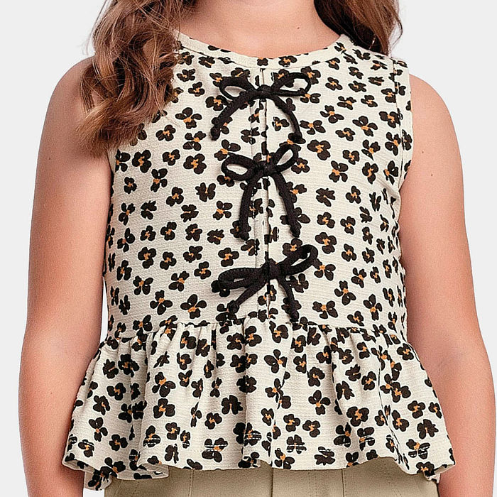 Regata em malha florence animal print com laços