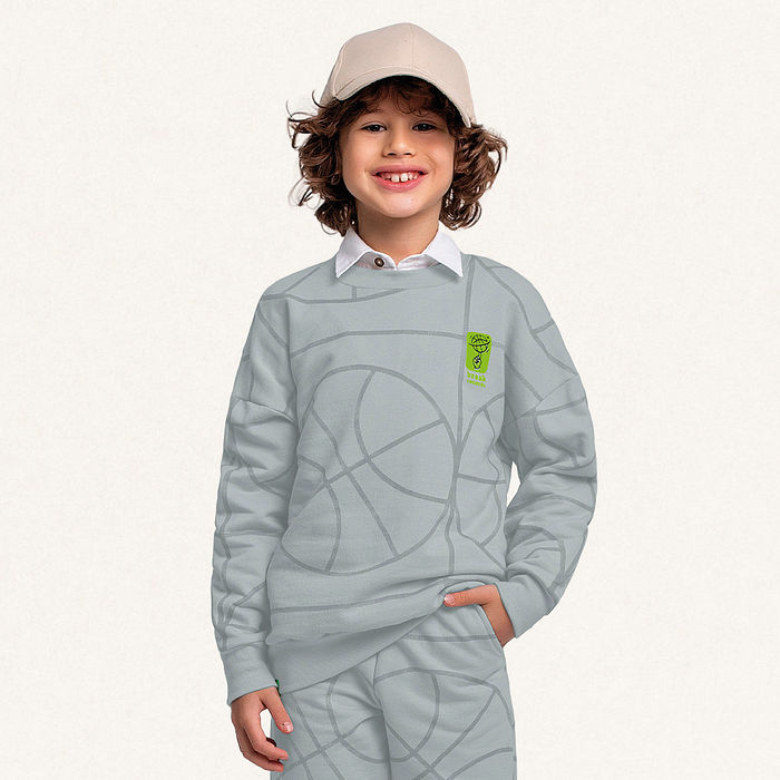 Conjunto blusão e calça em moletom basquete