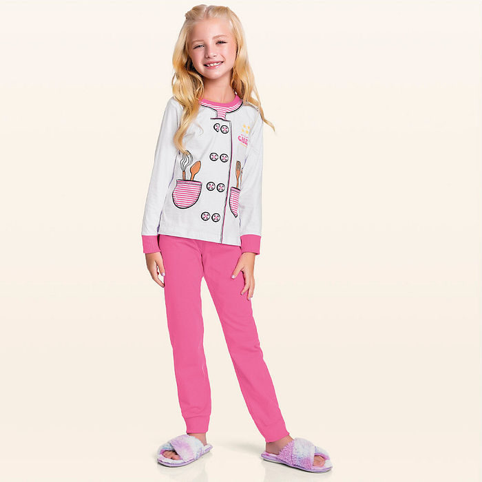 Conjunto pijama blusa manga longa e calça profissão