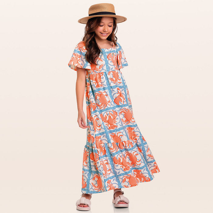 Vestido longo lagosta