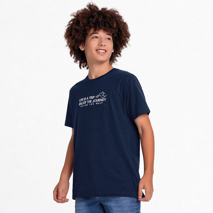 Camiseta em meia malha enjoy the journey