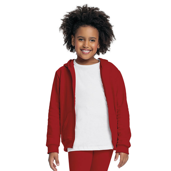 Jaqueta básica com capuz em moletom menina