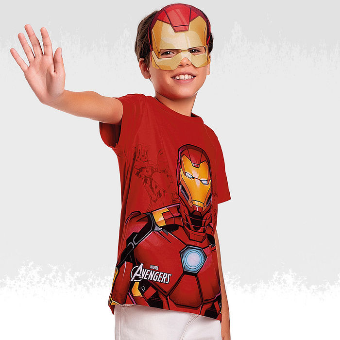 Camiseta em meia malha vingadores com mascara