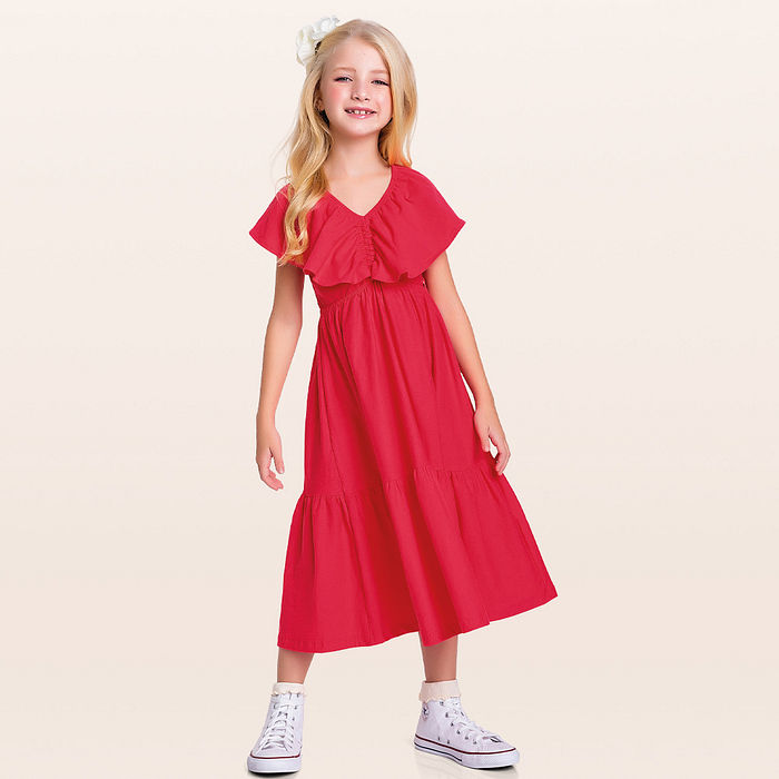 Vestido midi com elástico