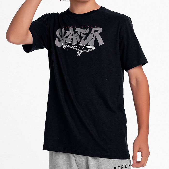 Camiseta em meia malha skater