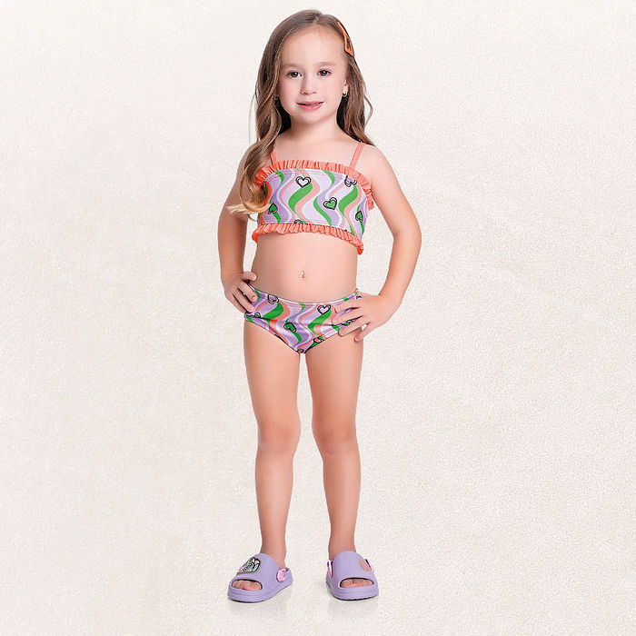 Conjunto biquíni top e calcinha coração