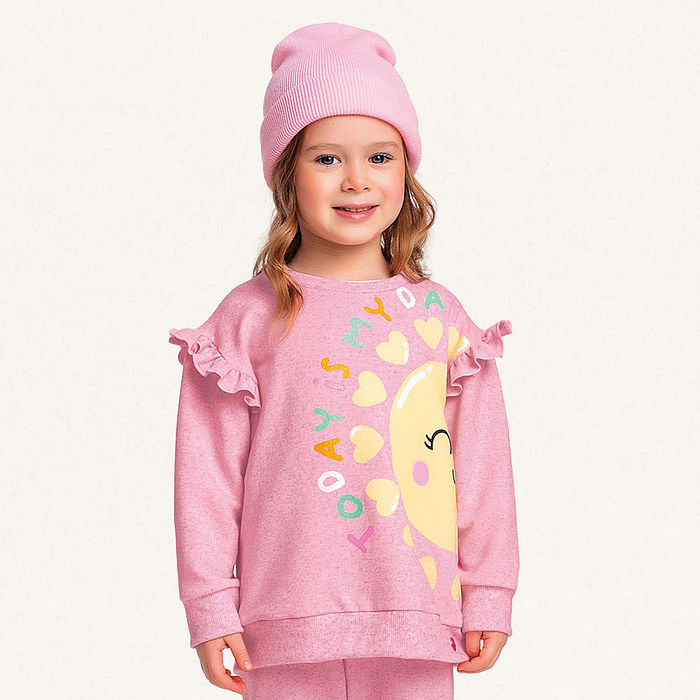 Conjunto blusão e calça em moletinho linho sol