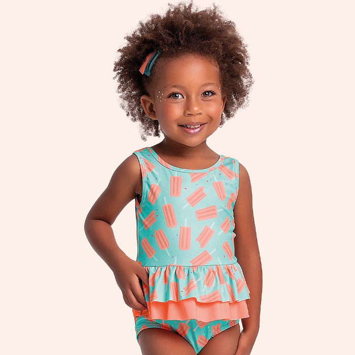 Maiô com estampa sublimada e forro em cotton poliéster