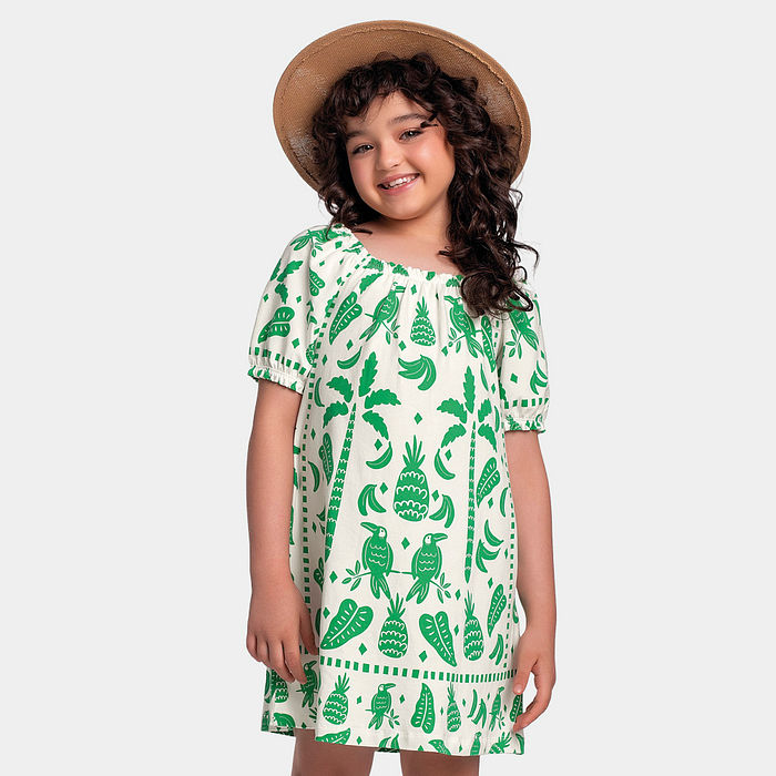 Vestido com estampa tropical