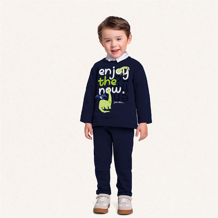 Conjunto blusão e calça em moletom dinos