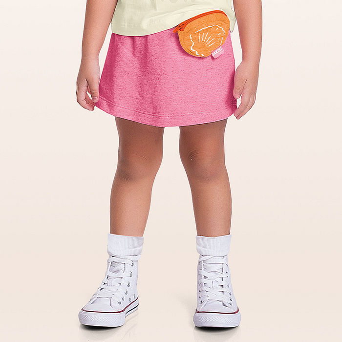 Short-saia moletinho linho pochete