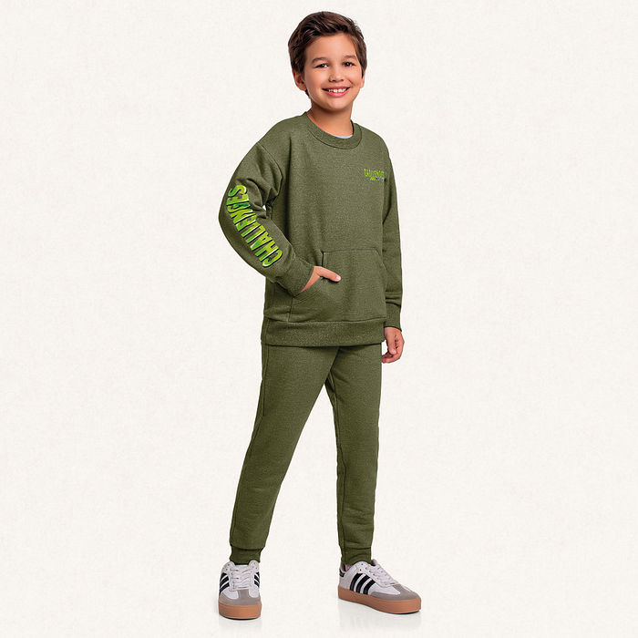 Conjunto blusão e calça em moletom molinê challenges