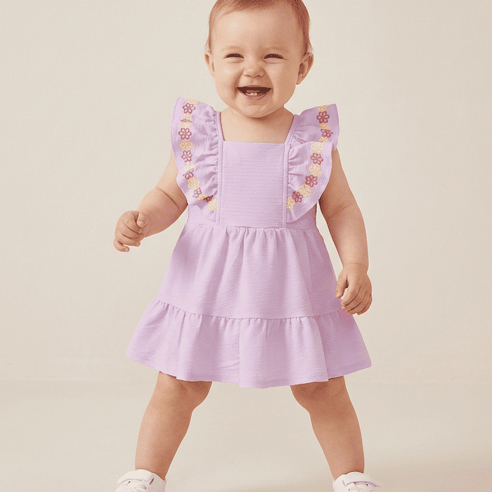 Body bebê manga curta com babados