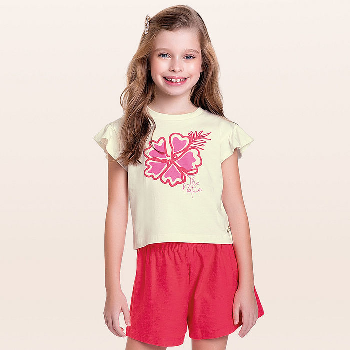 Conjunto blusa e short flor