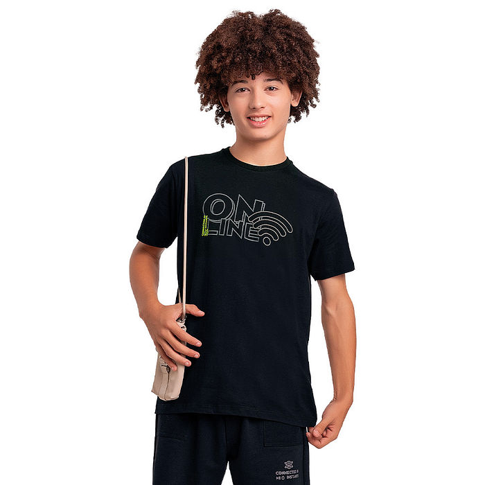 Conjunto juvenil camiseta em meia malha e bermuda moletinho