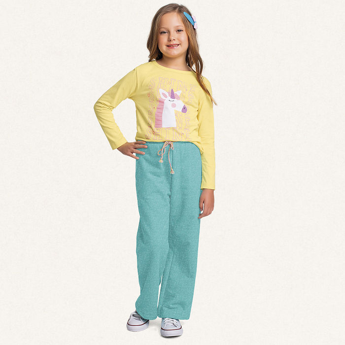 Blusa manga longa em meia malha unicórnio shine