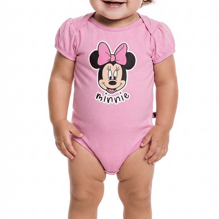 Body manga curta em meia malha molinê Minnie