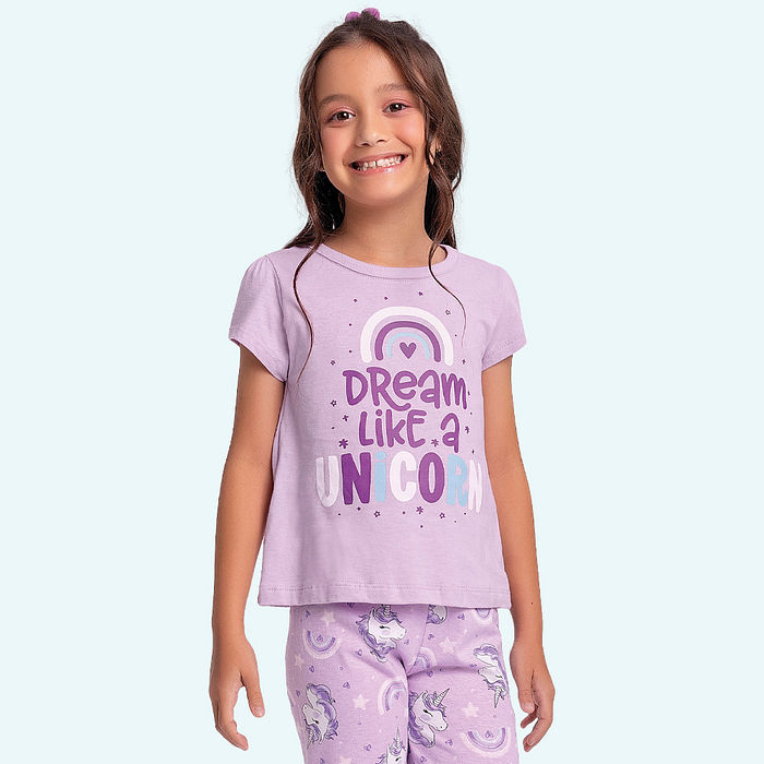 Conjunto pijama unicórnio blusa e calça