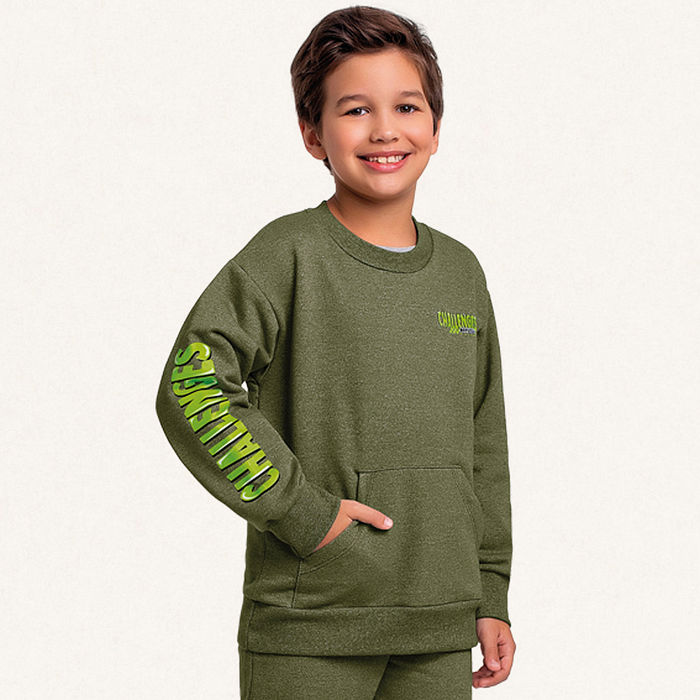 Conjunto blusão e calça em moletom molinê challenges