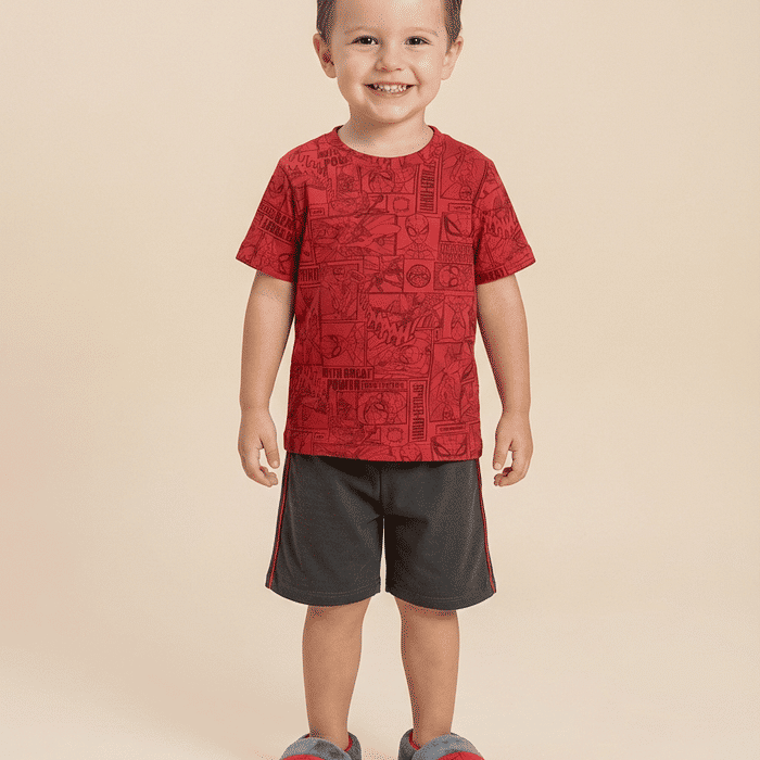 Conjunto camiseta e bermuda Homem-Aranha