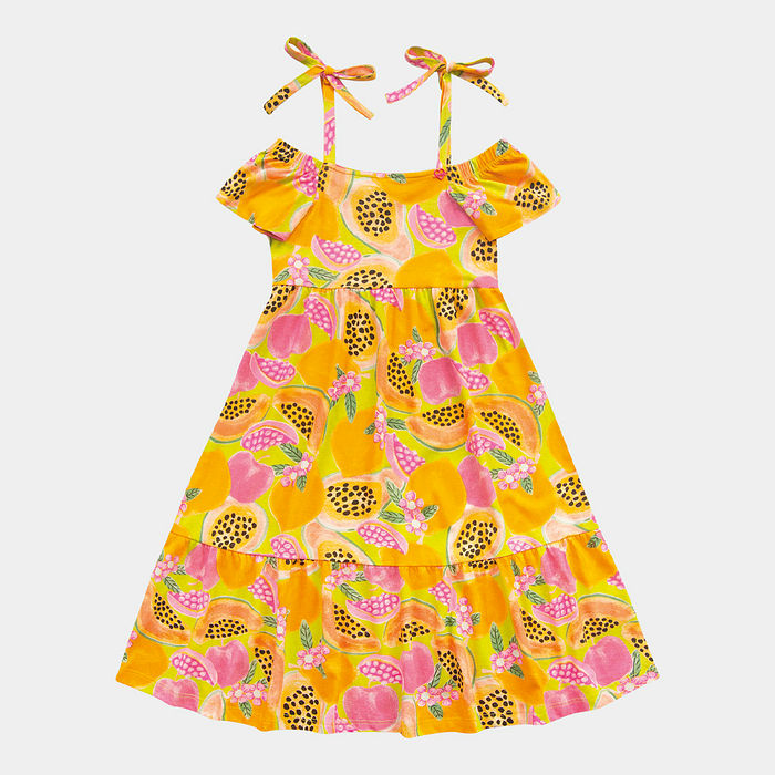 Vestido de frutas com alças de amarração