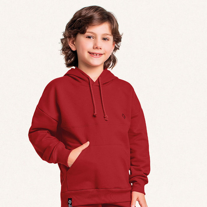 Blusão com capuz e bolso em moletom minimalista