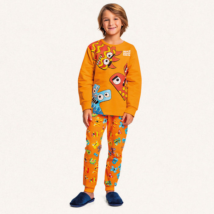 Conjunto pijama blusão e calça em moletom monster