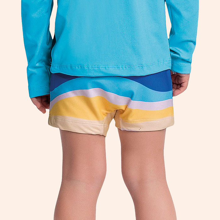 Sunga boxer sublimada com cadarço interno e forro em cotton poliéster