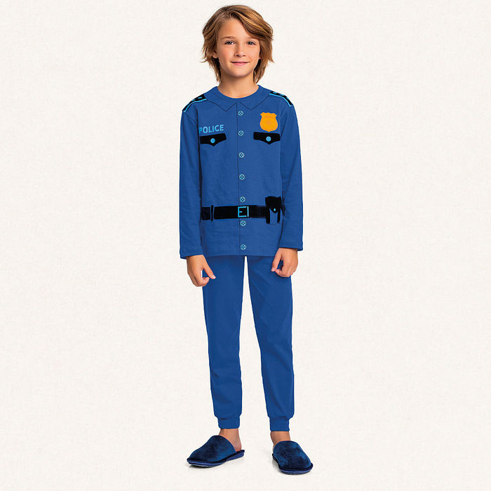 Conjunto pijama camiseta manga longa e calça em meia malha profissões