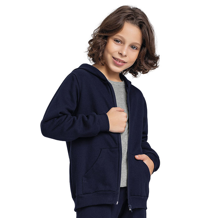 Jaqueta básica com capuz em moletom menino