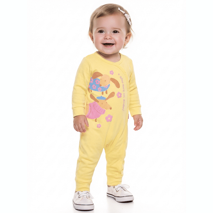 Macacão manga longa em suedine dogs